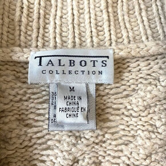 Talbots Collection Long Cable Knit Wool Angora Cashmere Cardigan Sz M Neutral - Picture 5 of 8